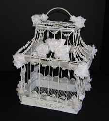 Bird Cage (Antiqued White) Decorated