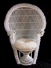 White Wicker Fanback Chair