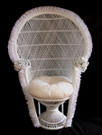White Wicker Fanback Chair