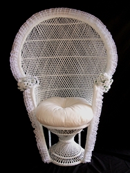 White Wicker Fanback Chair